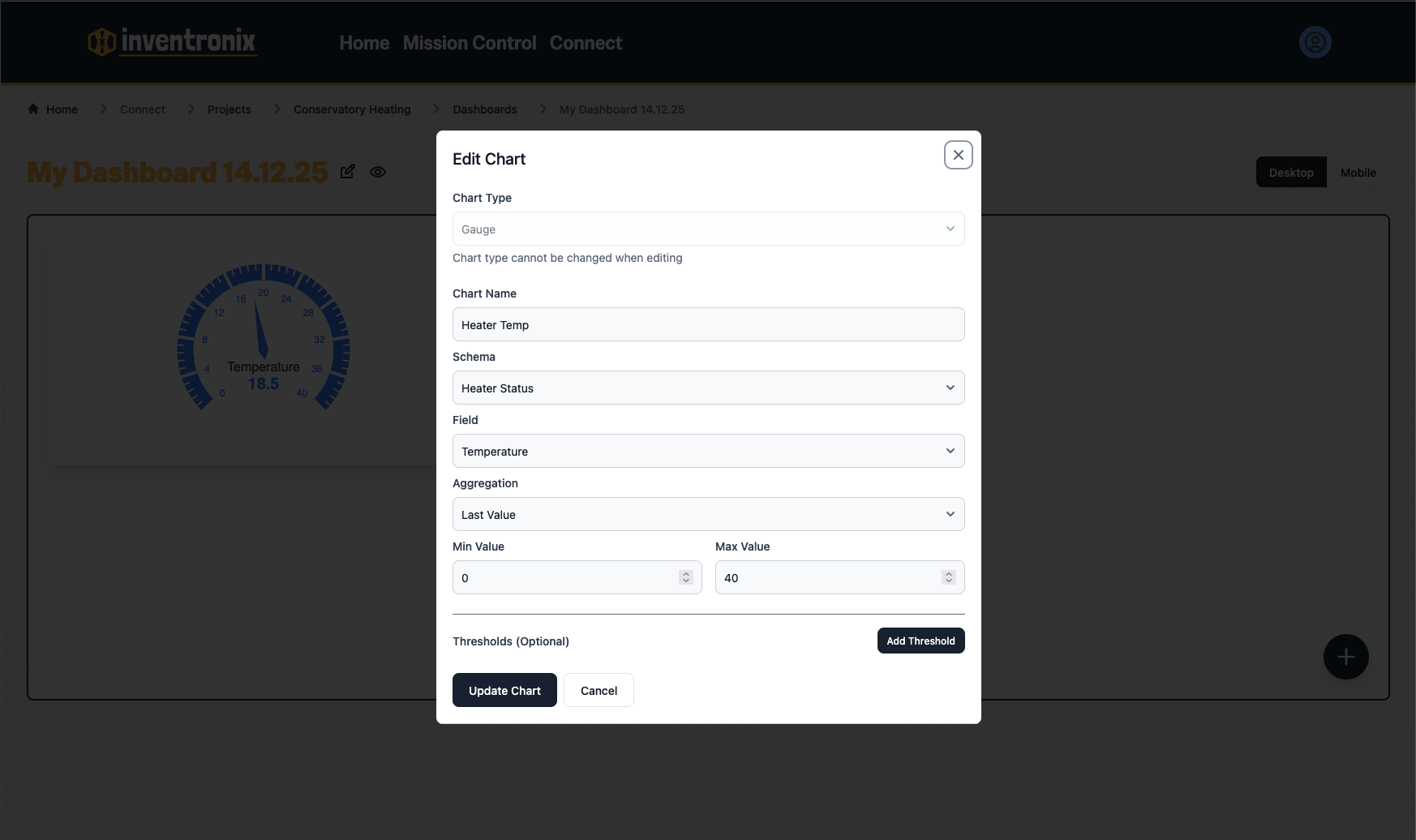 Adding a new gauge chart